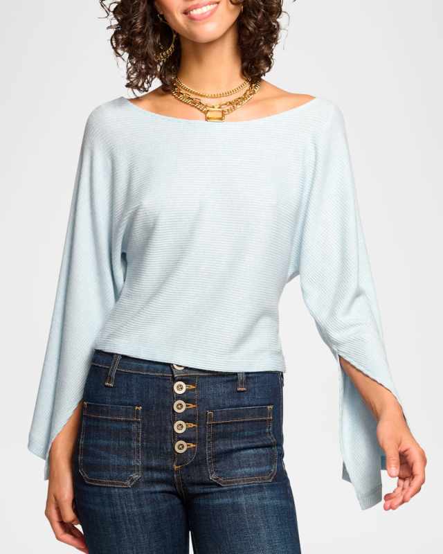 Suzy Ribbed Split-Sleeve Top